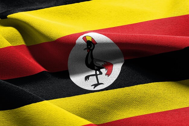 3D-Darstellung Nahaufnahme Flagge Ugandas