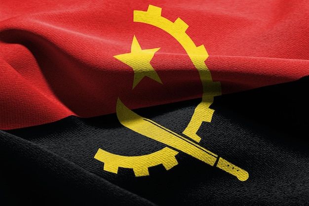 3D-Darstellung Nahaufnahme Flagge von Angola