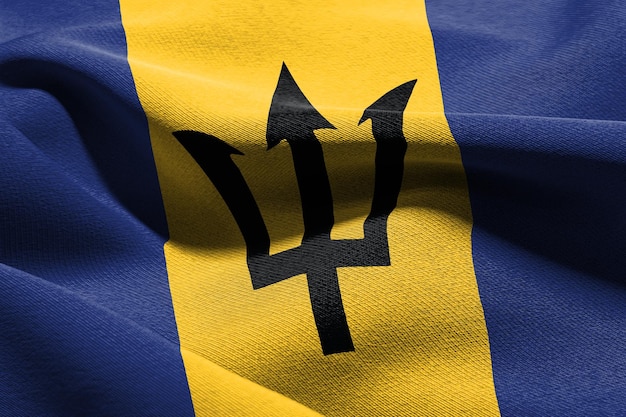 3D-Darstellung Nahaufnahme Flagge von Barbados