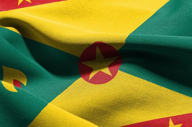 3D-Darstellung Nahaufnahme Flagge von Grenada