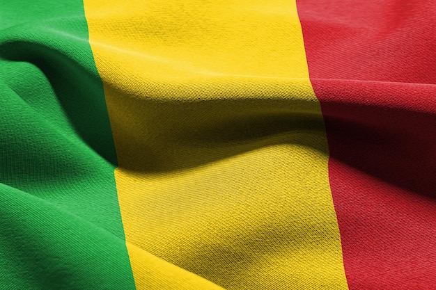 3D-Darstellung Nahaufnahme Flagge von Mali