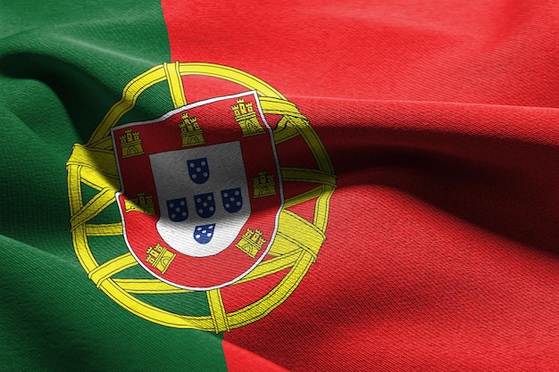 3D-Darstellung Nahaufnahme Flagge von Portugal