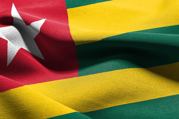 3D-Darstellung Nahaufnahme Flagge von Togo