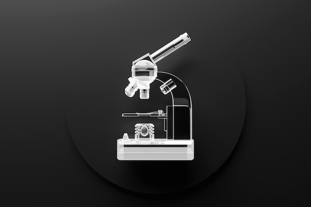 3D-Darstellung realistisches Labormikroskop kein schwarzer Hintergrund 3D-Chemie pharmazeutisches Instrument mikrobiologisches Vergrößerungsinstrument