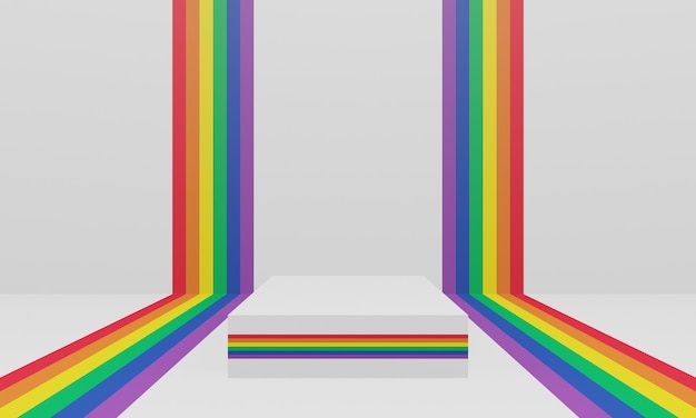 3D-Darstellung Regenbogen LGBTQ-Bühne