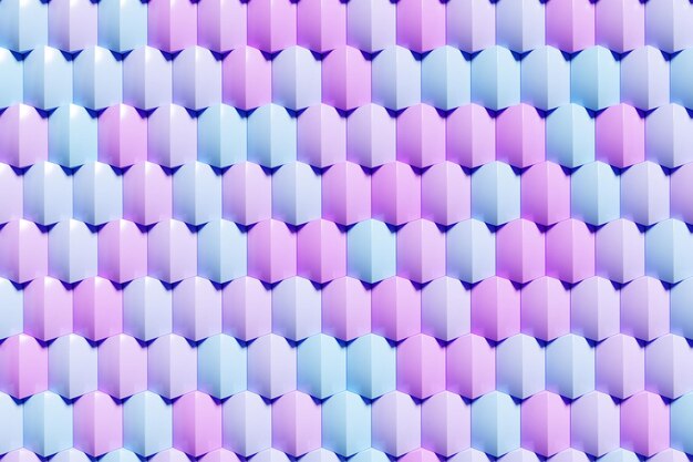 3D-Darstellung rosa geometrisches Muster. Satz Quadrate auf Monochromhintergrund, Muster. Geometriehintergrund, Muster