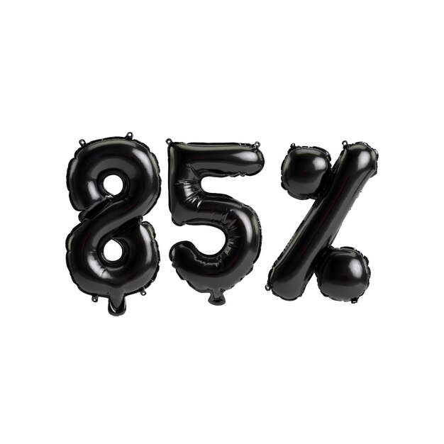 3D-Darstellung Schwarze Luftballons Form 85 isoliert auf weißem Hintergrund