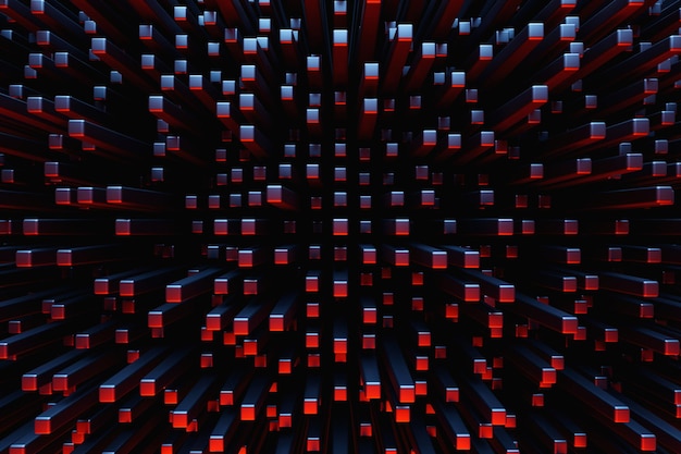 3D-Darstellung schwarzes und rotes geometrisches Muster Geometrie-Hintergrundmuster