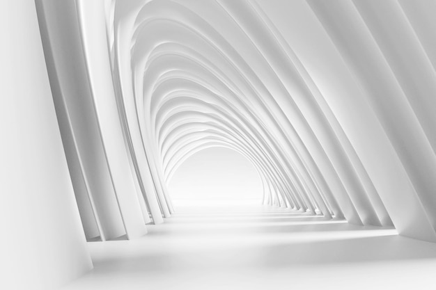 3d-darstellung von abstraktem futuristischem architekturdesign weißer betonboden für die präsentation von autos