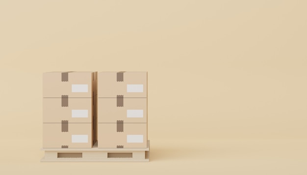3D-Darstellung von braunem Kartonpaket
