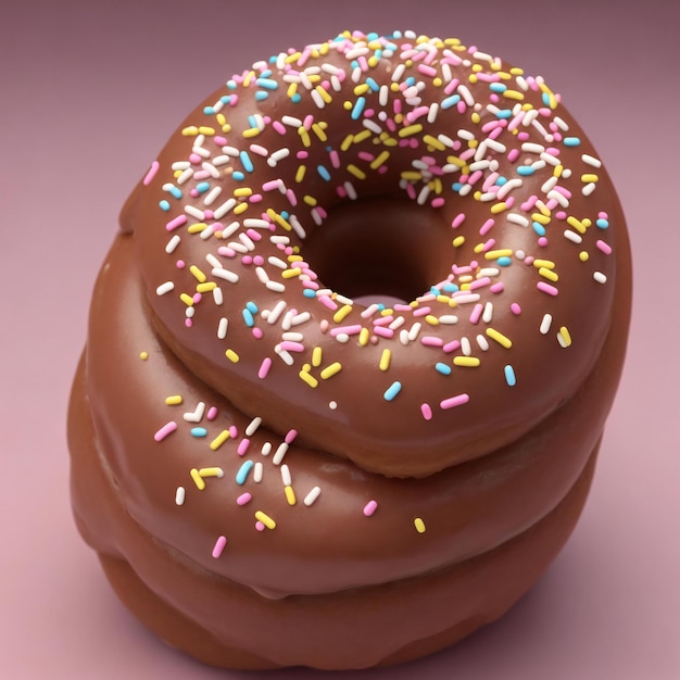 3D-Darstellung von Donuts mit Zuckerguss und Streuseln