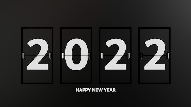 Foto 3d-darstellung von frohes neues jahr 2022 mit schwarzem flipboard