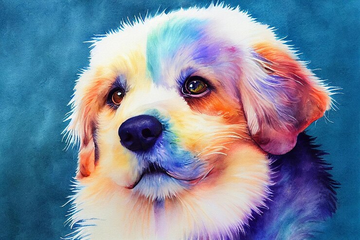 Foto 3d-darstellung von hunden digitaler kunstmalerei aquarelltiere