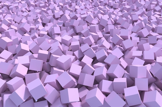 3D-Darstellung von rosa Würfeln, die perspektivisch gestapelt sind