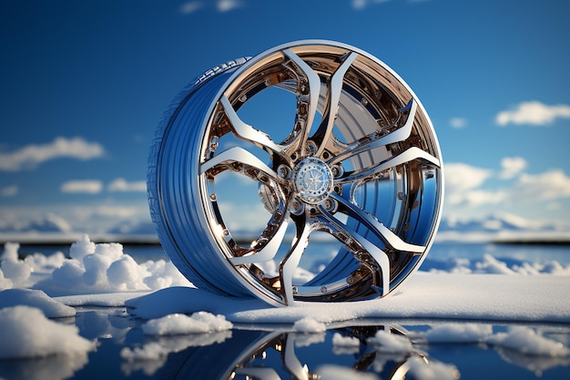 3D-Darstellung von schneebedeckten Rädern