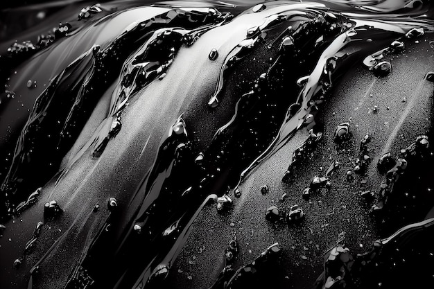 3D-Darstellung von schwarzen kreativen abstrakten flüssigen Wellen Erdöl
