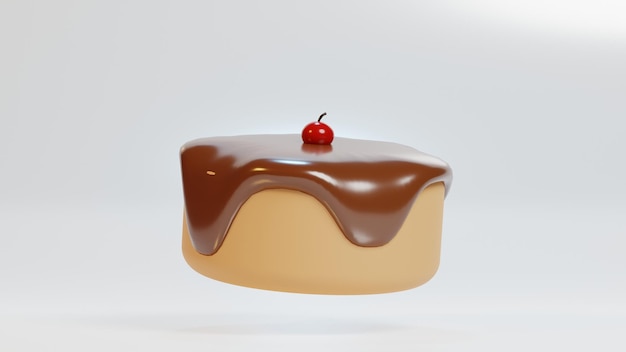 3D-Darstellung von süßem Kuchen auf weißem Hintergrund für Website oder Drucksymbol