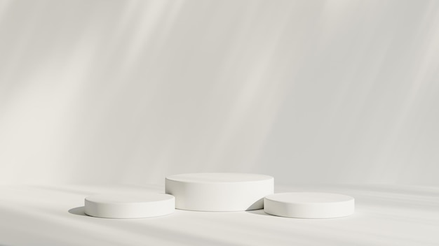 3D-Darstellung von Zylinderpodium und Baumschattensockel Produktständer Hintergrund