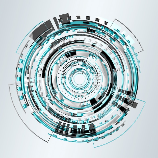 3D, das digitale Technologie-Blauschnittstelle überträgt