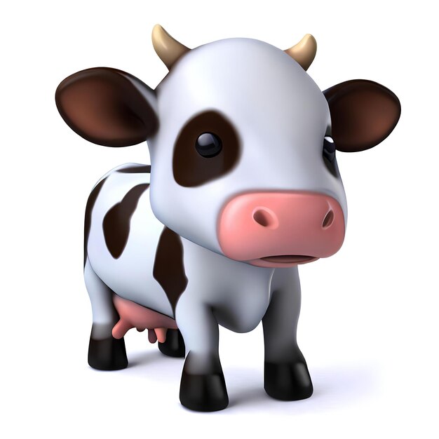 Foto 3d de uma linda vaca láctea isolada em branco