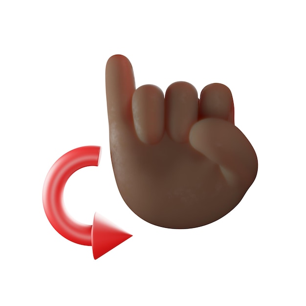 Foto 3d dedo de la mano hacia arriba y la ilustración en movimiento rendir ai
