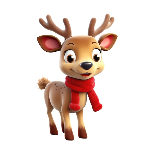 3d Deer personaje de dibujos animados gracioso Rudolph Cute AI generativa