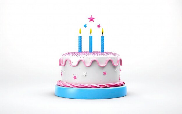 Foto 3d delicioso pastel con velas y estrellas