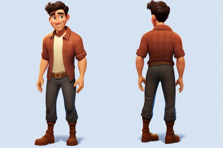 Foto 3d desenho animado modelo de personagem masculino avatar referência inspiração da disney em fundo branco