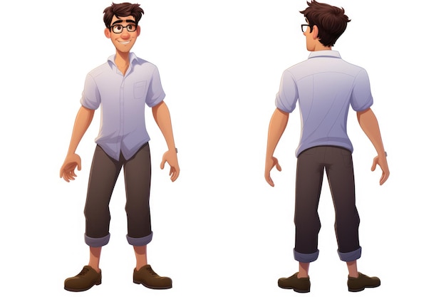 Foto 3d desenho animado modelo de personagem masculino avatar referência inspiração da disney em fundo branco