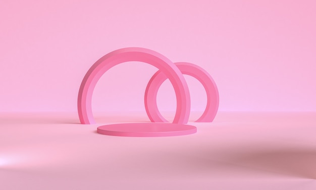 3d design de estilo minimalista de cor rosa, simulação de apresentação do pódio da cena, 3d rendem o fundo abstrato.