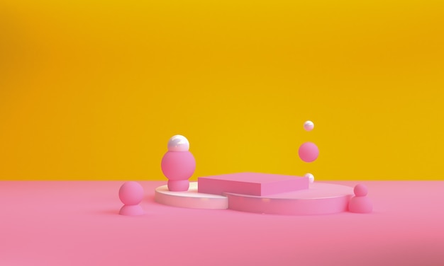 3d design de estilo minimalista de cor rosa, simulação de apresentação do pódio da cena, 3d rendem o fundo abstrato.