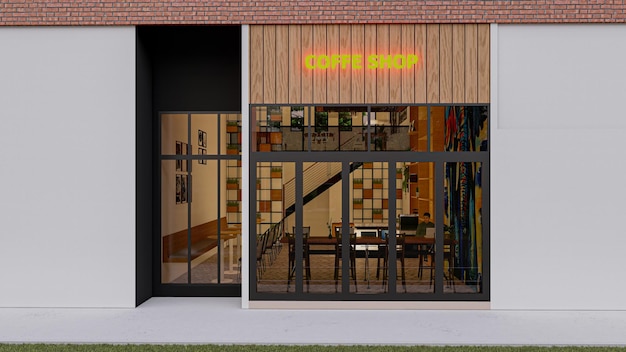 Foto 3d-design und rendering eines cafés