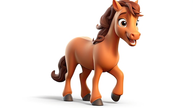 3D de dibujos animados de caballos de color marrón