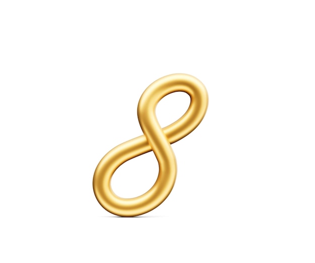 Foto 3d dígito dourado brilhante 8 número oito arredondado fonte inflável fundo branco ilustração 3d