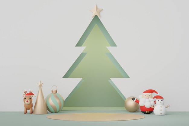 3D-Display-Podium für Produkt- und Kosmetikpräsentation mit Weihnachts- und Frohes neues Jahr-Konzept