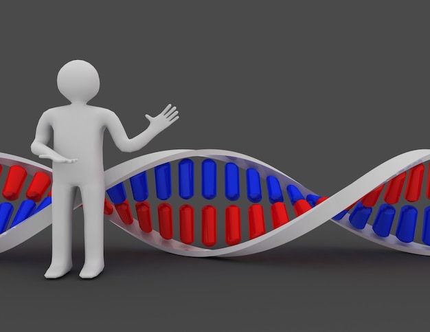 Foto 3d-dna-struktur-präsentation. 3d gerenderte darstellung