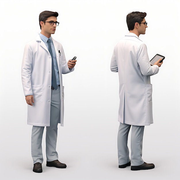 3D do jaleco Doctor White com foco na reviravolta do personagem profissional médico em White BG
