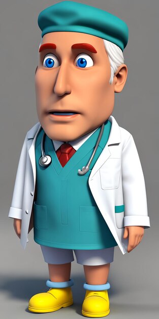 Foto 3d-doktor-zeichentrickfigur