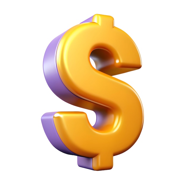3D-Dollar-Symbol Foto 3D-Dollar-Zeichen im Render-Stil 3D-Ikon auf weißem Hintergrund