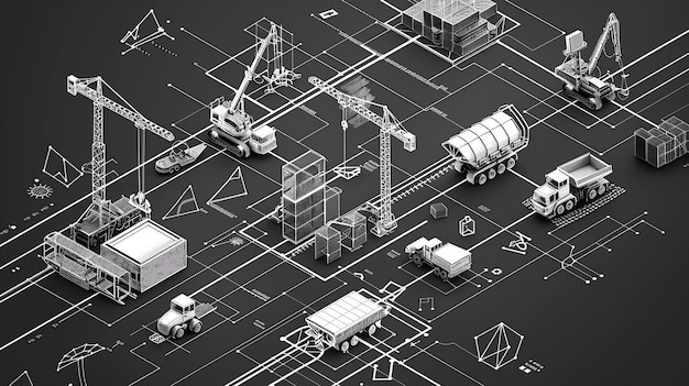 3D donde la casa de fabricación isométrica con tecnología moderna