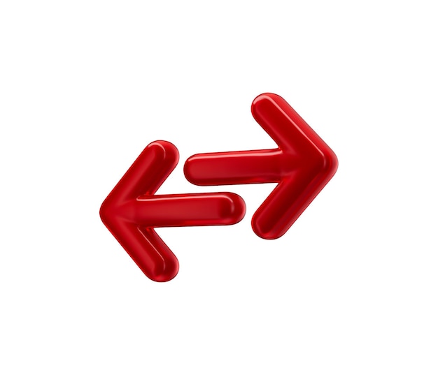 3D Dos flechas bidireccionales rojas que simbolizan el intercambio y la transferencia Ilustración 3D
