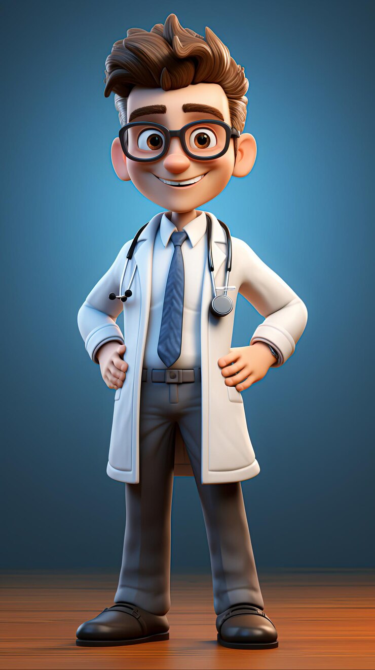 Foto 3d doutor personagem de desenho animado especialista médico profissional generativo ai