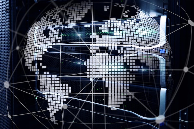 3D Earth como concepto de tecnología de Internet y telecomunicaciones