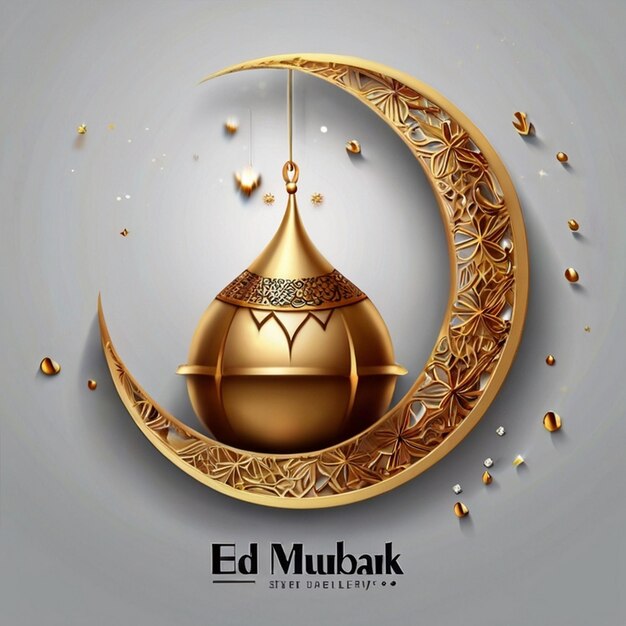 3D-Eid Mubarak glatte reale Stil realistische dekorative Eid Mubarak Text Grüße Hintergrund