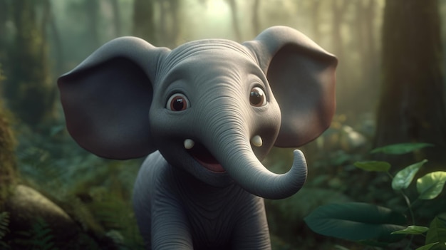 3D-Elefant-Cartoon-Illustration