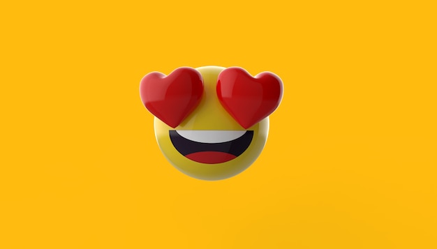 3d emoji cara sonriente con ojos de corazón aislados para composición de redes sociales