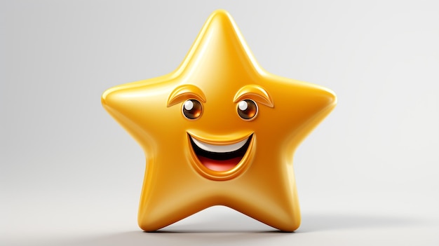 3D emoji de estrela dourada em forma de estrela brilhante e bonita