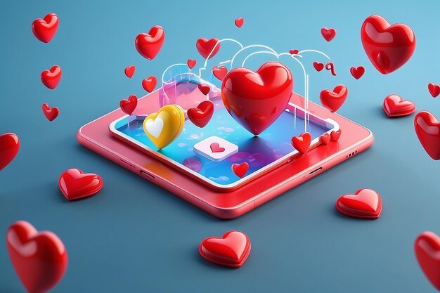 3d emoji de ícone de coração como amor elemento social render media bolha vetorial