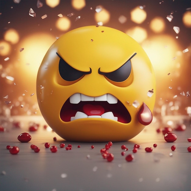 Foto 3d enojado loco emoji signo papel de pared
