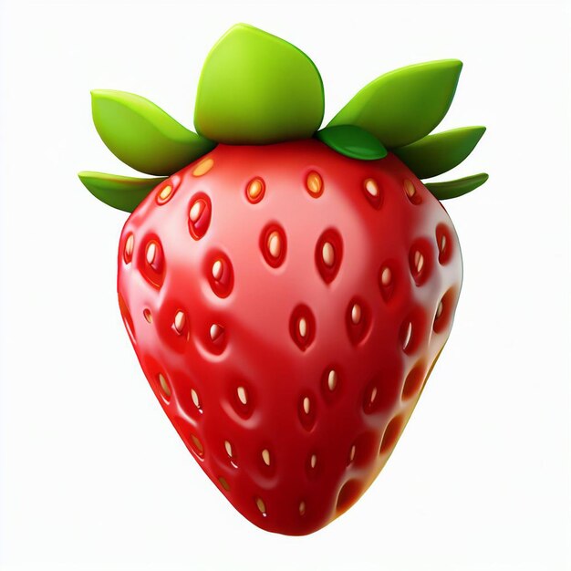 Foto 3d- erdbeeren rote früchte flache vektorillustration isoliert auf weißem hintergrund